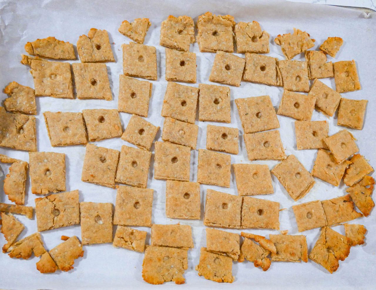 Tiger nut manchego crackers formed and baked