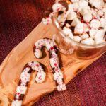 Peppermint bark hot chocolate stirrers with hot chocolate